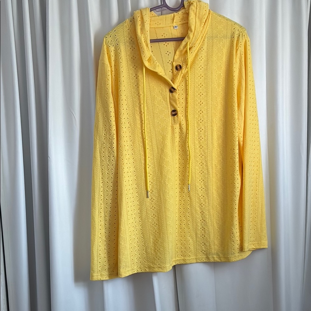 Yellow Women's Top with Button Detail